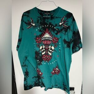 Affliction Black Label Men’s Skull Rhinestone Short Sleeve T-shirt- 3XL